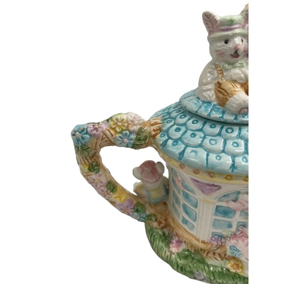 1994 Mercuries Ceramic Teapot Bunnies 8.2" x 4.2" x 6.3" - Picture 10 of 16